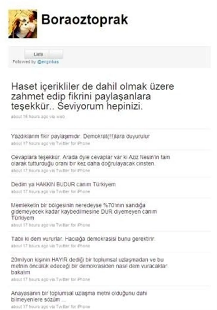 Ünlülerin referandum ile ilgili yorumları..