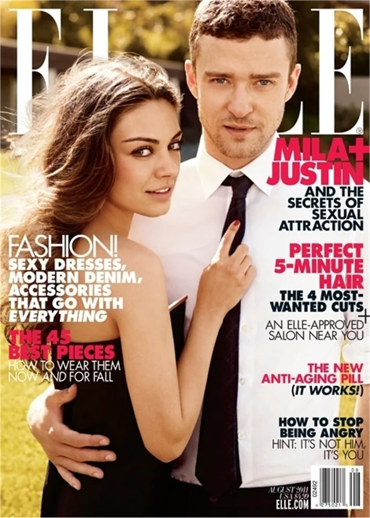Justin Timberlake ve Mila Kunis Elle'ye poz verdi..