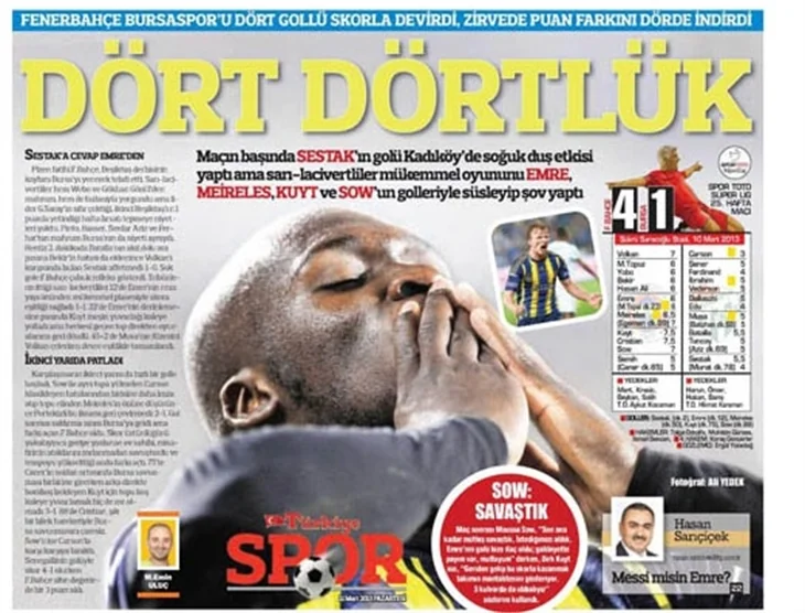 11.03.2013 - Gazetelerin spor manşetleri