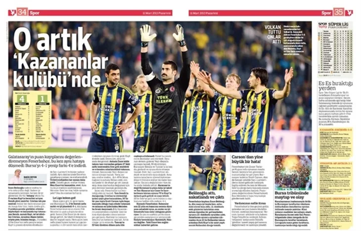11.03.2013 - Gazetelerin spor manşetleri