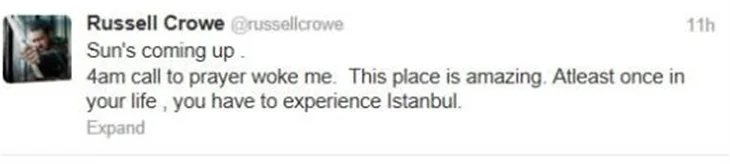 Russell Crowe İstanbul'a ayak bastı!