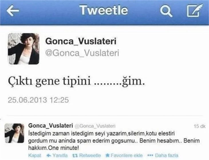 Ne çektin be Gonca!