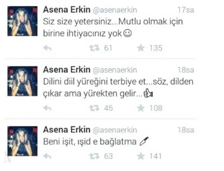 Asena Erkin'in IŞİD Tweet'i kızdırdı