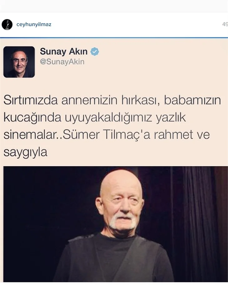 Ünlülerden Sümer Tilmaç'a veda mesajları