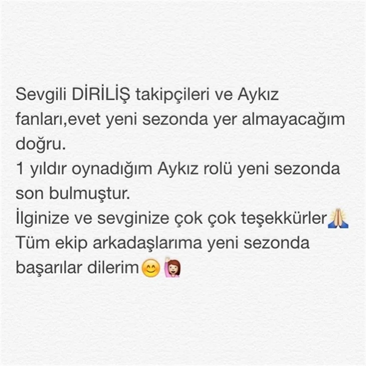 Hande Subaşı Diriliş"Ertuğrul"dan ayrıldığını açıkladı