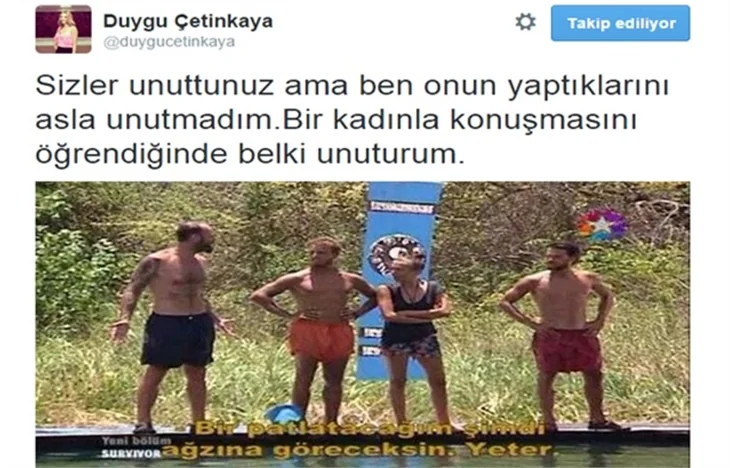 Kovulan Duygu Çetinkaya konuşmaya Twitter'de devam etti