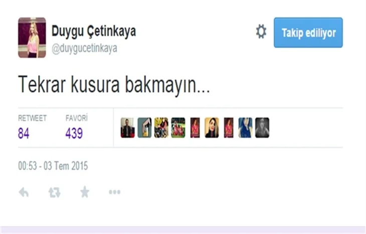 Kovulan Duygu Çetinkaya konuşmaya Twitter'de devam etti
