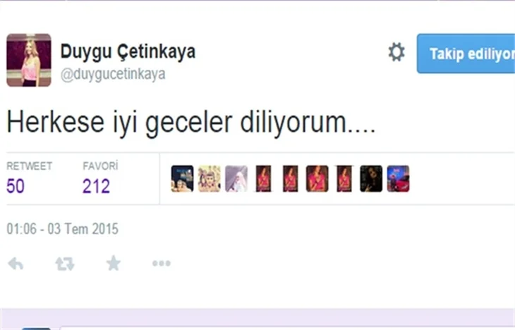 Kovulan Duygu Çetinkaya konuşmaya Twitter'de devam etti