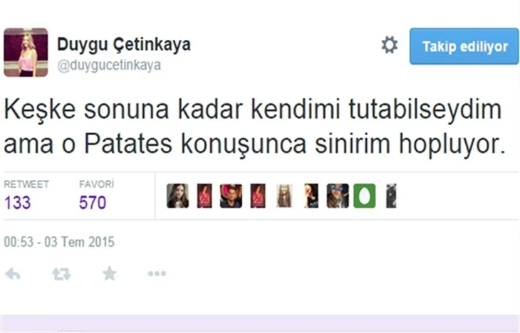 Kovulan Duygu Çetinkaya konuşmaya Twitter'de devam etti