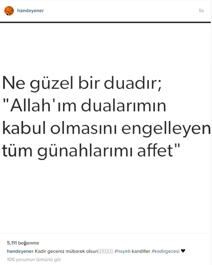 Ünlülerden kandil mesajları