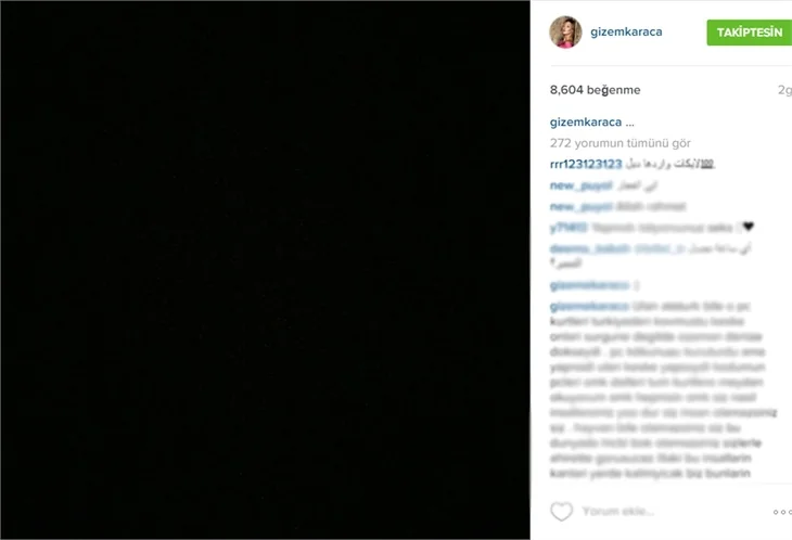 Gizem Karaca'nın paylaştığı fotoğrafa tepki yağdı
