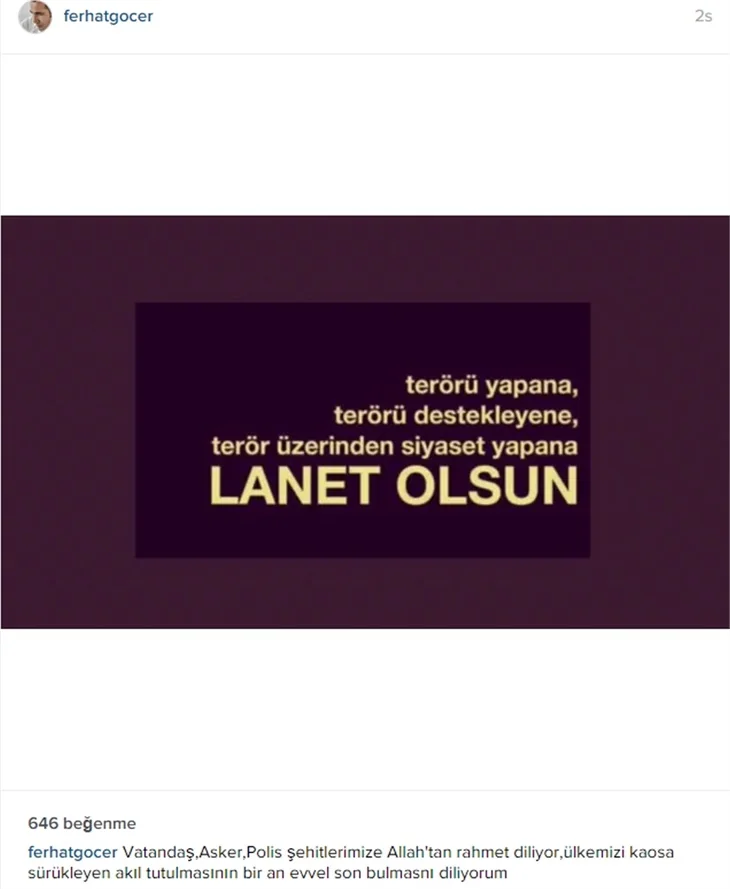 Ünlülerden teröre lanet mesajları