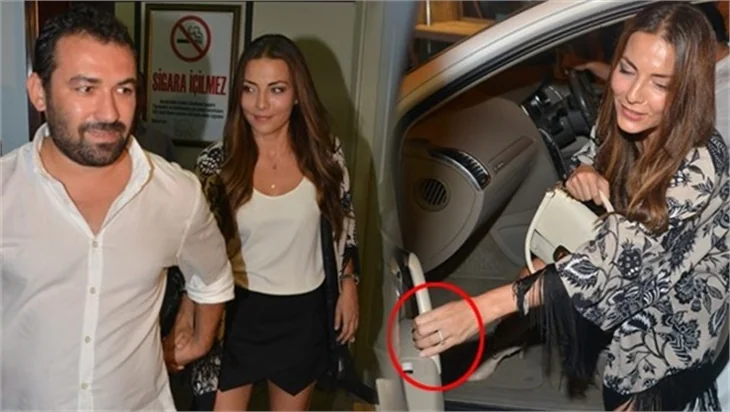 Burcu Kara ile sevgilisi Fırat Doğu Parlak yüzükleri taktı