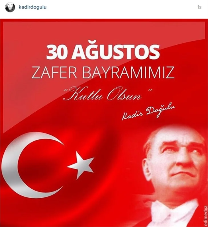 Ünlülerin 30 Ağustos Zafer Bayramı paylaşımları!