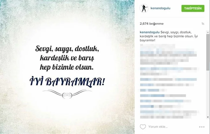Ünlülerin bayram paylaşımları!