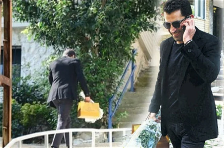 Kenan İmirzalıoğlu 'ellerinde çiçekler' Sinem Kobal'ın kapısını çaldı