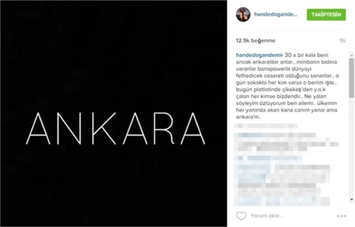 Ünlülerin Ankara'daki terör saldırısına tepkileri
