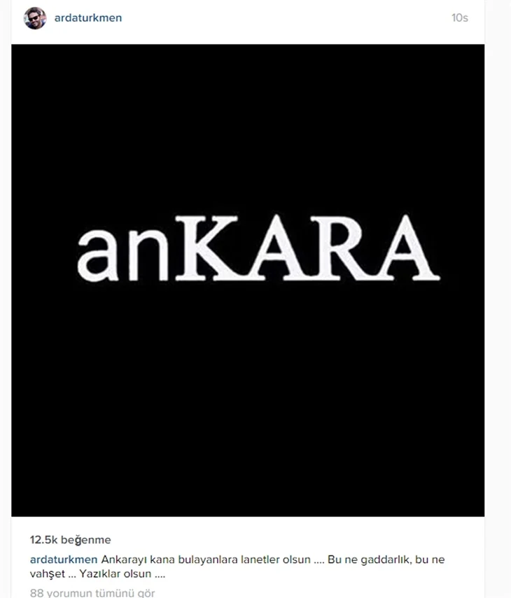 Ünlülerin Ankara'daki terör saldırısına tepkileri