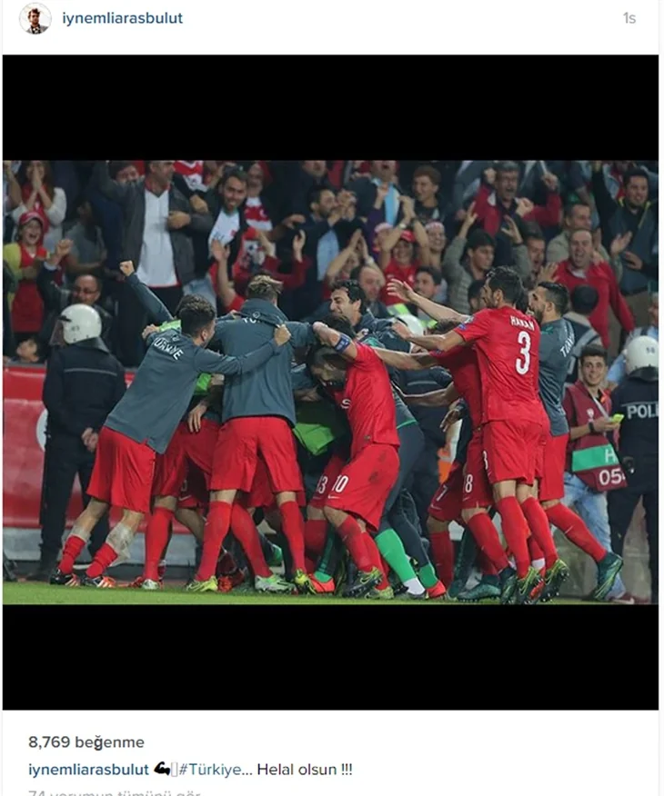 Ünlülerden Milli Takıma tebrik mesajları