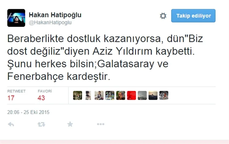Ünlülerin "derbi" sonrası sosyal medya paylaşımları