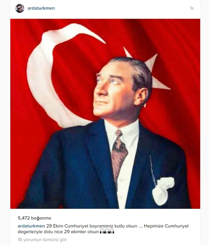 Ünlülerden 29 Ekim Cumhuriyet Bayramı paylaşımları