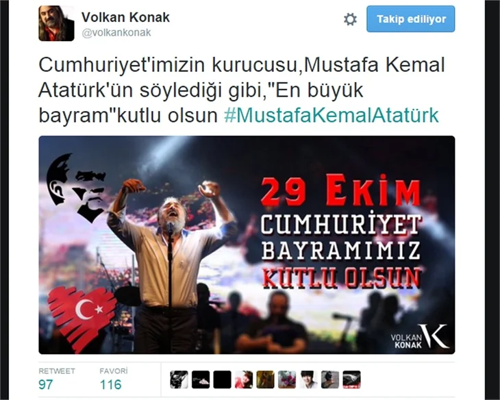 Ünlülerden 29 Ekim Cumhuriyet Bayramı paylaşımları