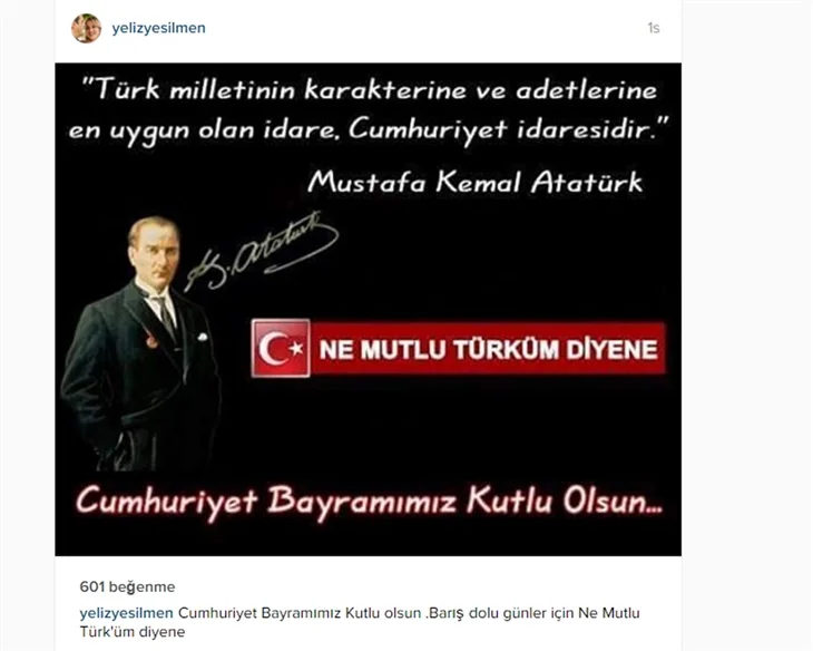 Ünlülerden 29 Ekim Cumhuriyet Bayramı paylaşımları