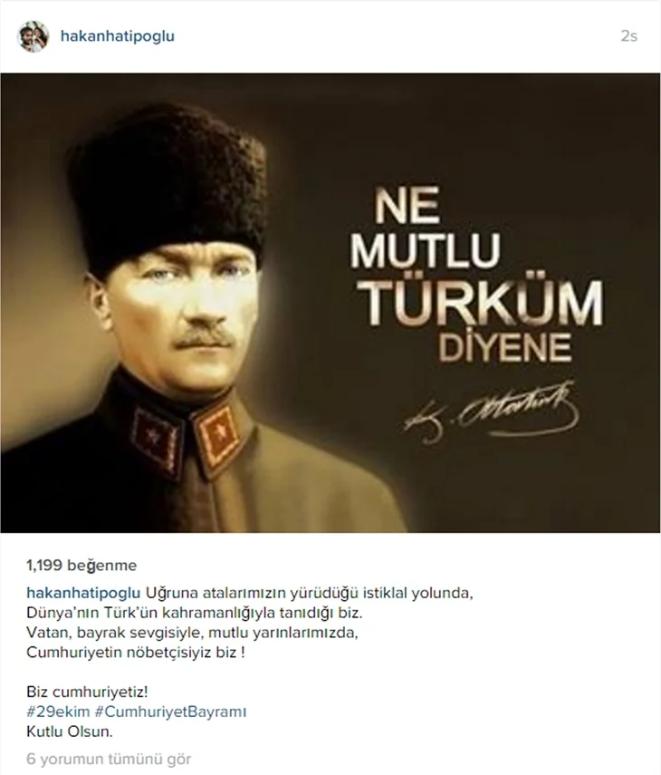 Ünlülerden 29 Ekim Cumhuriyet Bayramı paylaşımları