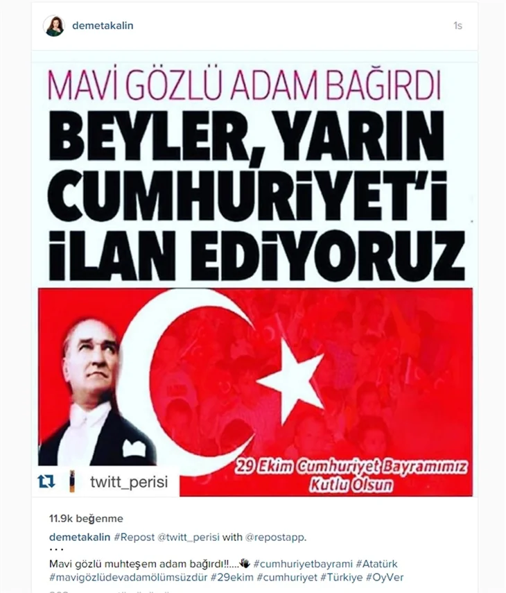 Ünlülerden 29 Ekim Cumhuriyet Bayramı paylaşımları