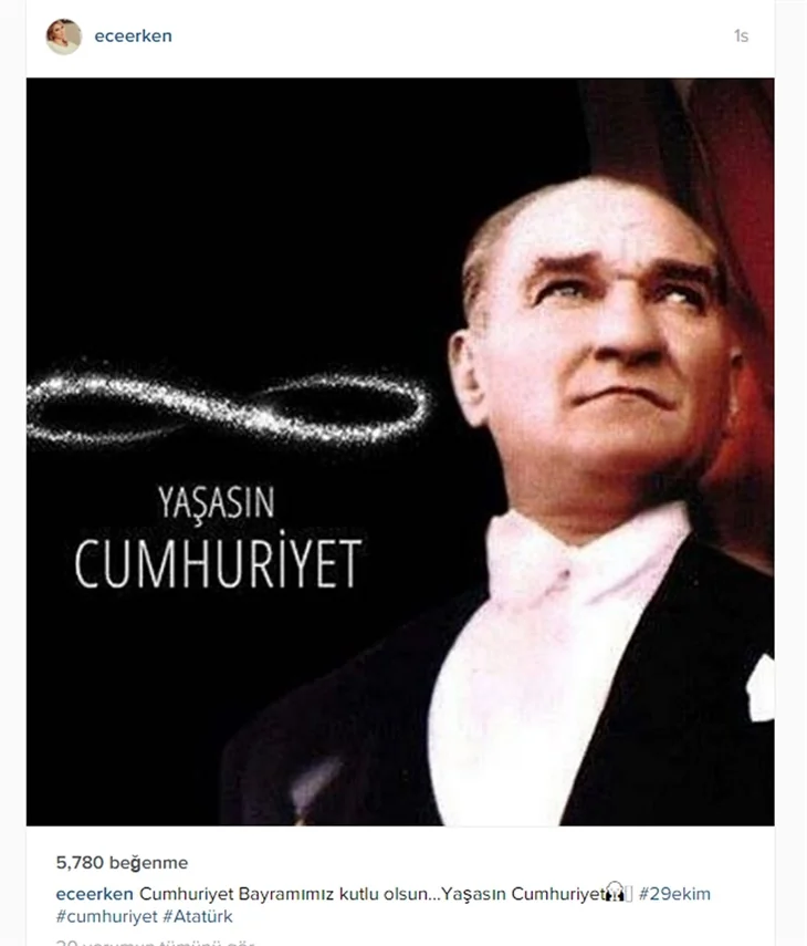Ünlülerden 29 Ekim Cumhuriyet Bayramı paylaşımları