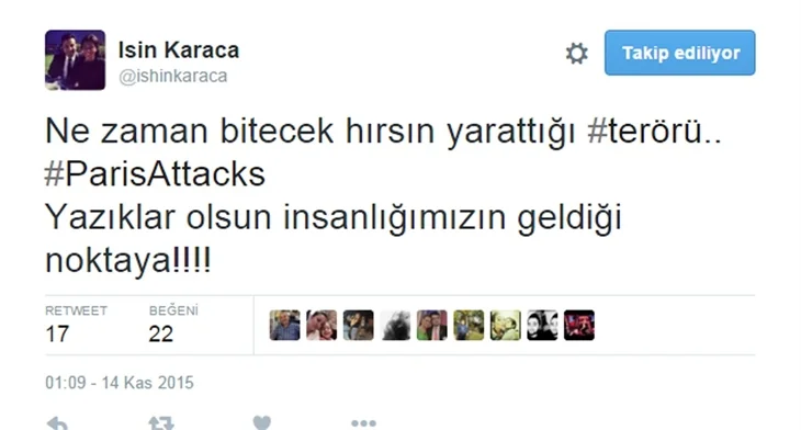 Ünlülerden Paris katliamına tepkiler