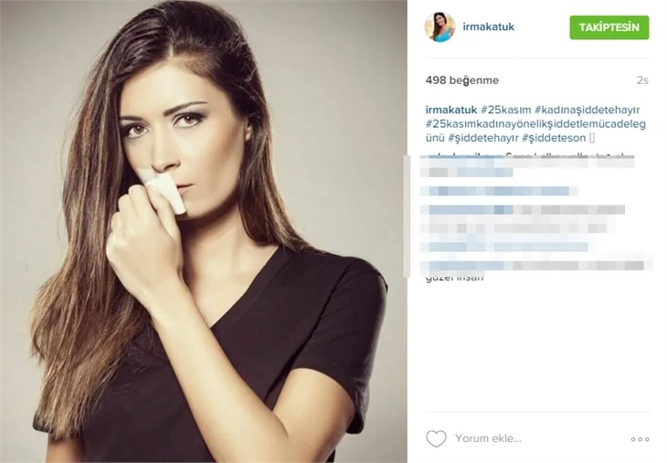 Ünlülerden 'Kadına şiddete hayır' paylaşımları!