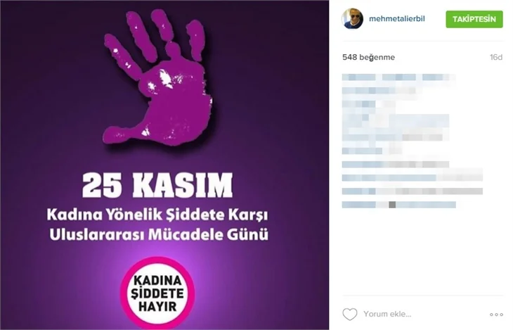 Ünlülerden 'Kadına şiddete hayır' paylaşımları!