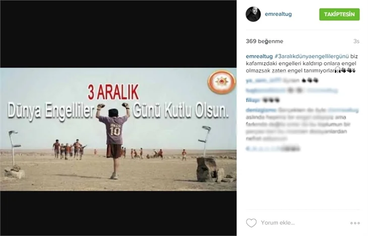 Ünlülerden 3 Aralık Engelliler Günü paylaşımı