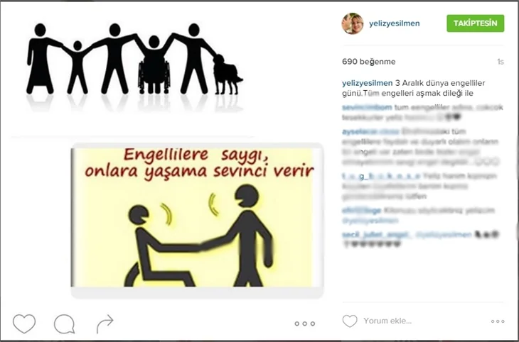 Ünlülerden 3 Aralık Engelliler Günü paylaşımı