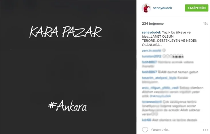 Ünlülerin Ankara'daki patlamaya tepkileri!