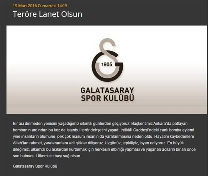 Spor dünyasından teröre lanet mesajları!