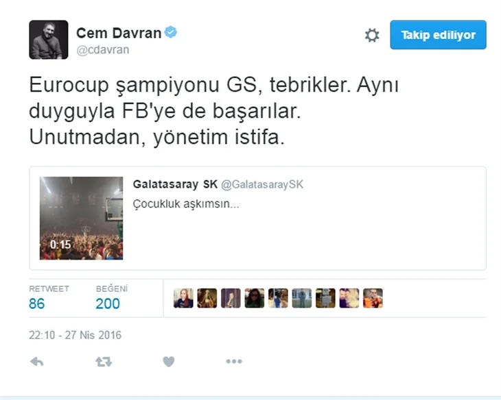 Galatasaray Avrupa Şampiyonu oldu! Ünlülerden tebrik mesajları yağdı...