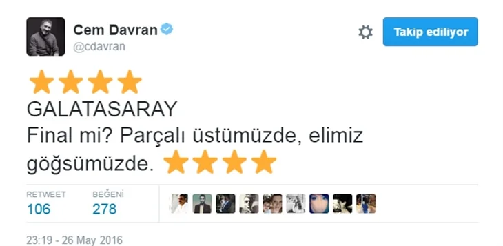 Galatasaray'ın şampiyonluğu için ünlüler neler paylaştı?