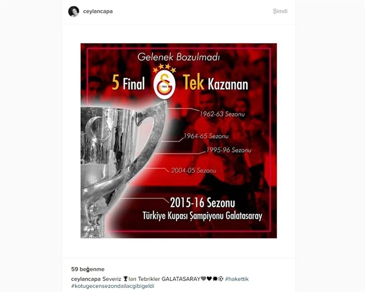 Galatasaray'ın şampiyonluğu için ünlüler neler paylaştı?