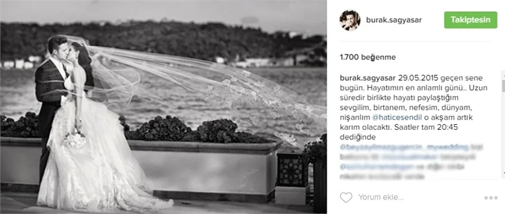 Hatice Şendil ve Burak Sağyaşar'dan 1. yıl kutlaması!