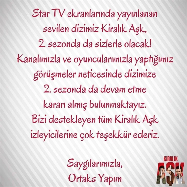 Kiralık Aşk önümüzdeki sezon devam edecek mi?