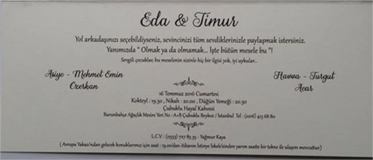 Timur Acar ve Eda Özerkan'ın düğün davetiyeleri ortaya çıktı!