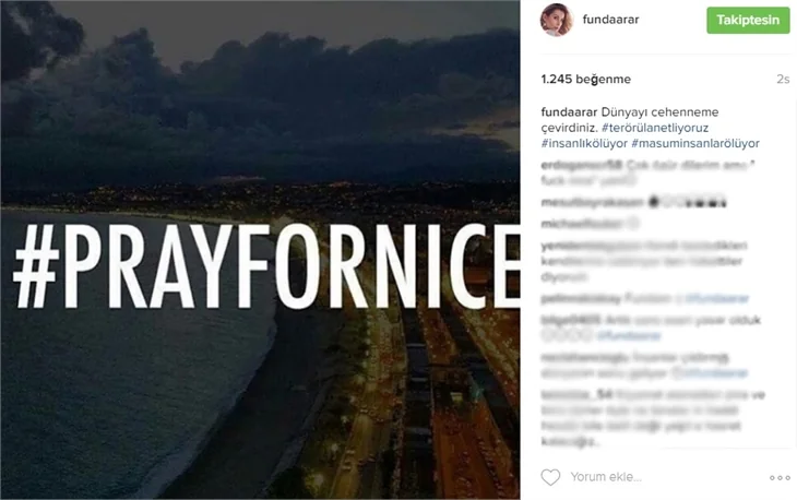 Ünlülerden Fransa Nice saldırısına tepki
