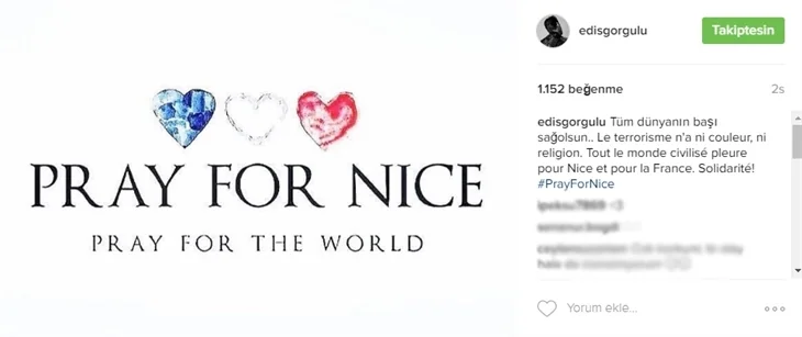 Ünlülerden Fransa Nice saldırısına tepki