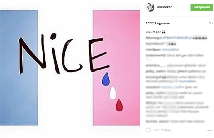 Ünlülerden Fransa Nice saldırısına tepki