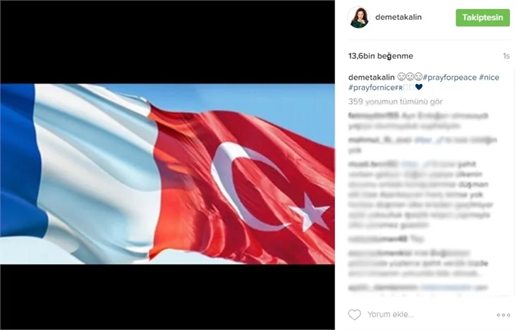 Ünlülerden Fransa Nice saldırısına tepki