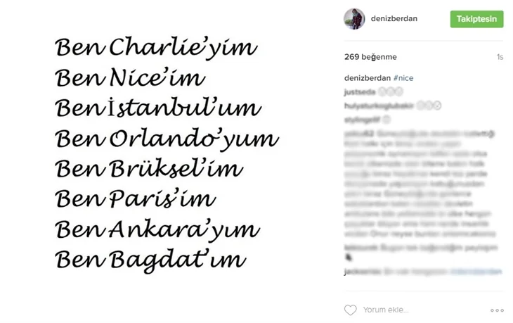 Ünlülerden Fransa Nice saldırısına tepki