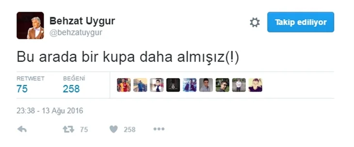 Ünlülerden Süper Kupa paylaşımları