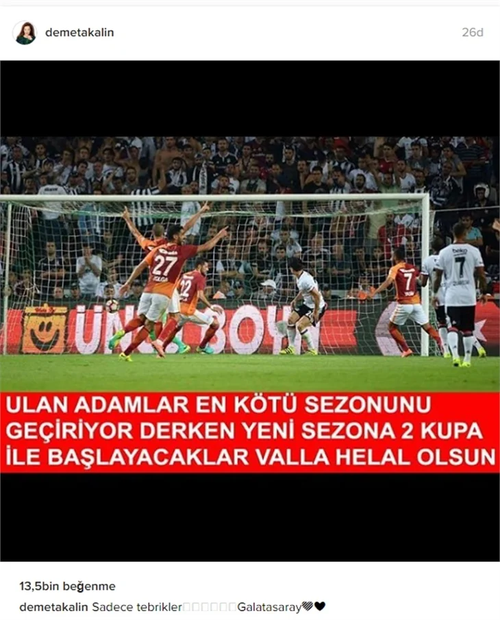 Ünlülerden Süper Kupa paylaşımları